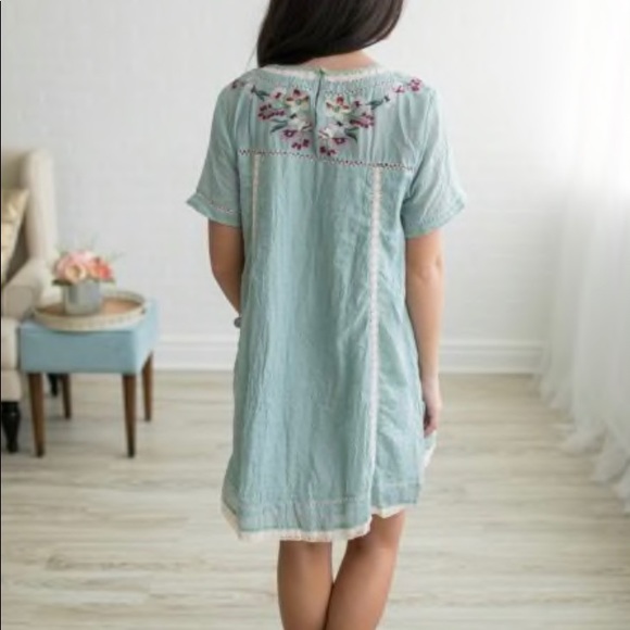 Blue Embroidered Dress - Picture 3 of 3